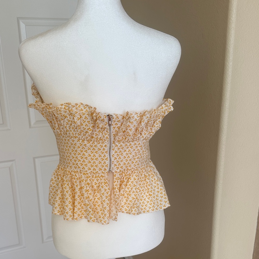 Skylar + Madison Yellow Floral Strapless Top - Picture 6 of 9
